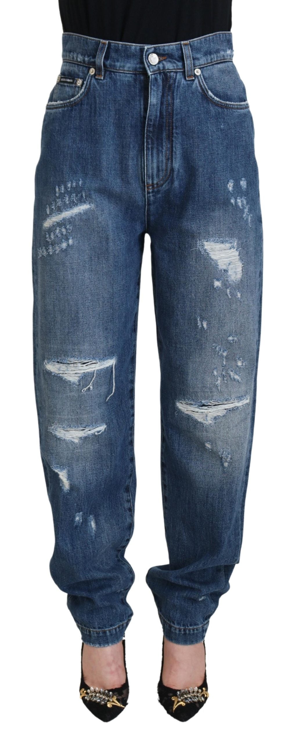 Dolce & Gabbana Elegant Tattered Denim Women's Jeans