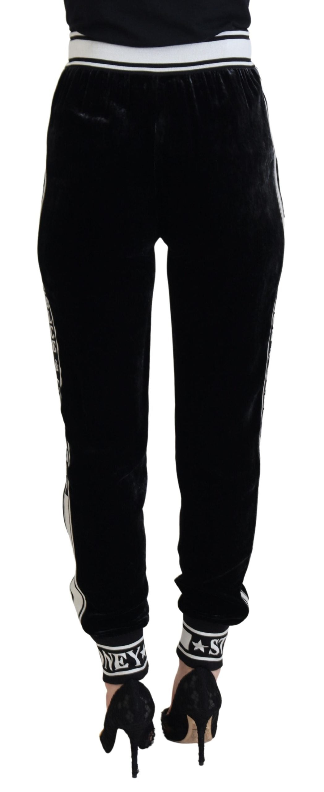 Dolce & Gabbana Black DG Logo Velvet Trouser Women's Pants