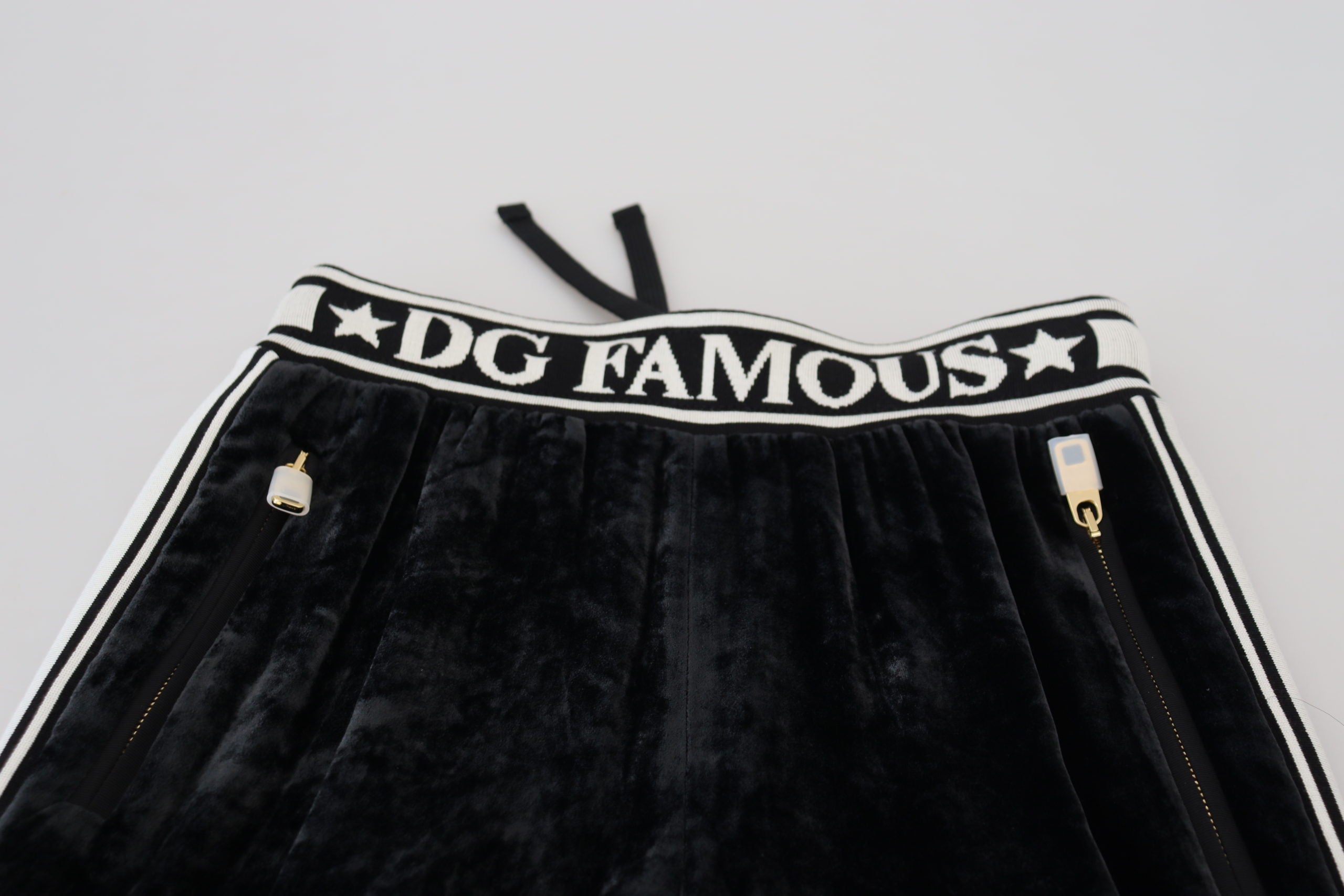Dolce & Gabbana Black DG Logo Velvet Trouser Women's Pants