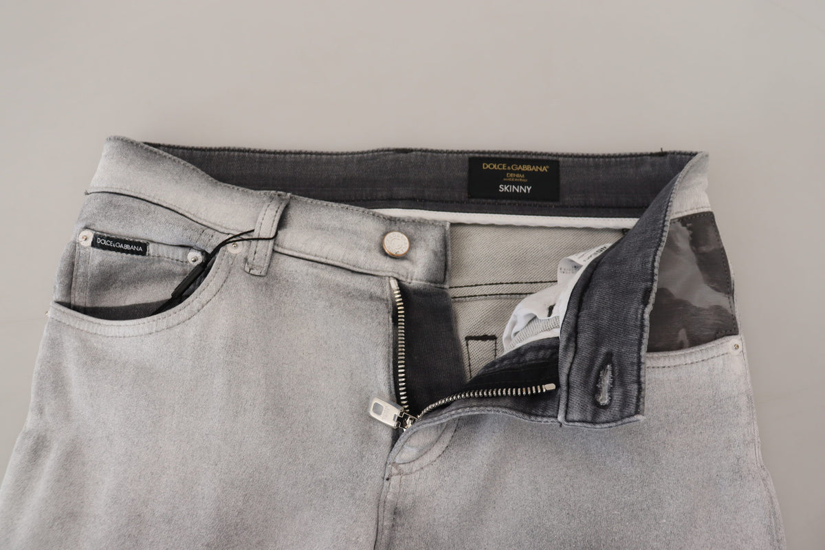 Dolce & Gabbana Gray Washed Skinny Men Denim Men's Jeans