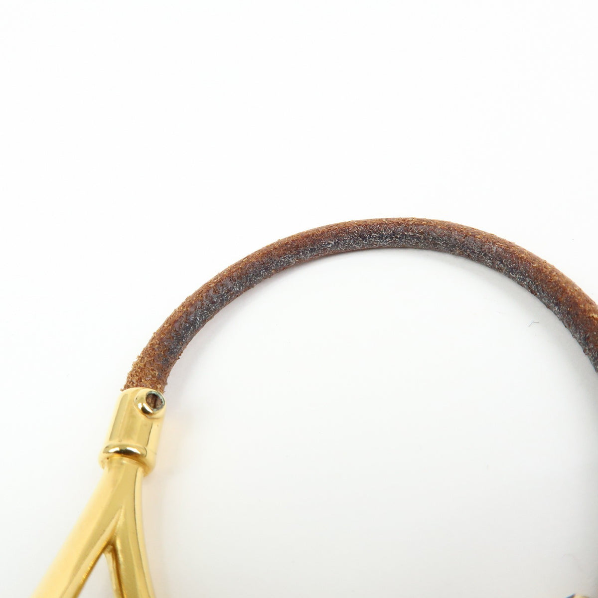 Hermes Jumbo Hook Braided Leather And Metal Brown Leather Bracelet Jewelry (Pre-Owned)