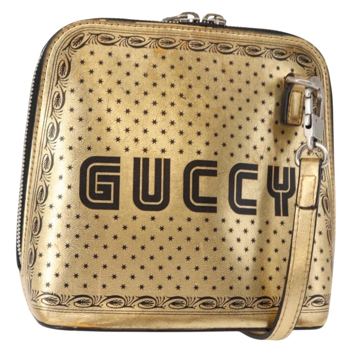 Gucci Dome Limited Edition Printed Leather Gold Leather Crossbody Bag Bag (Pre-Owned)