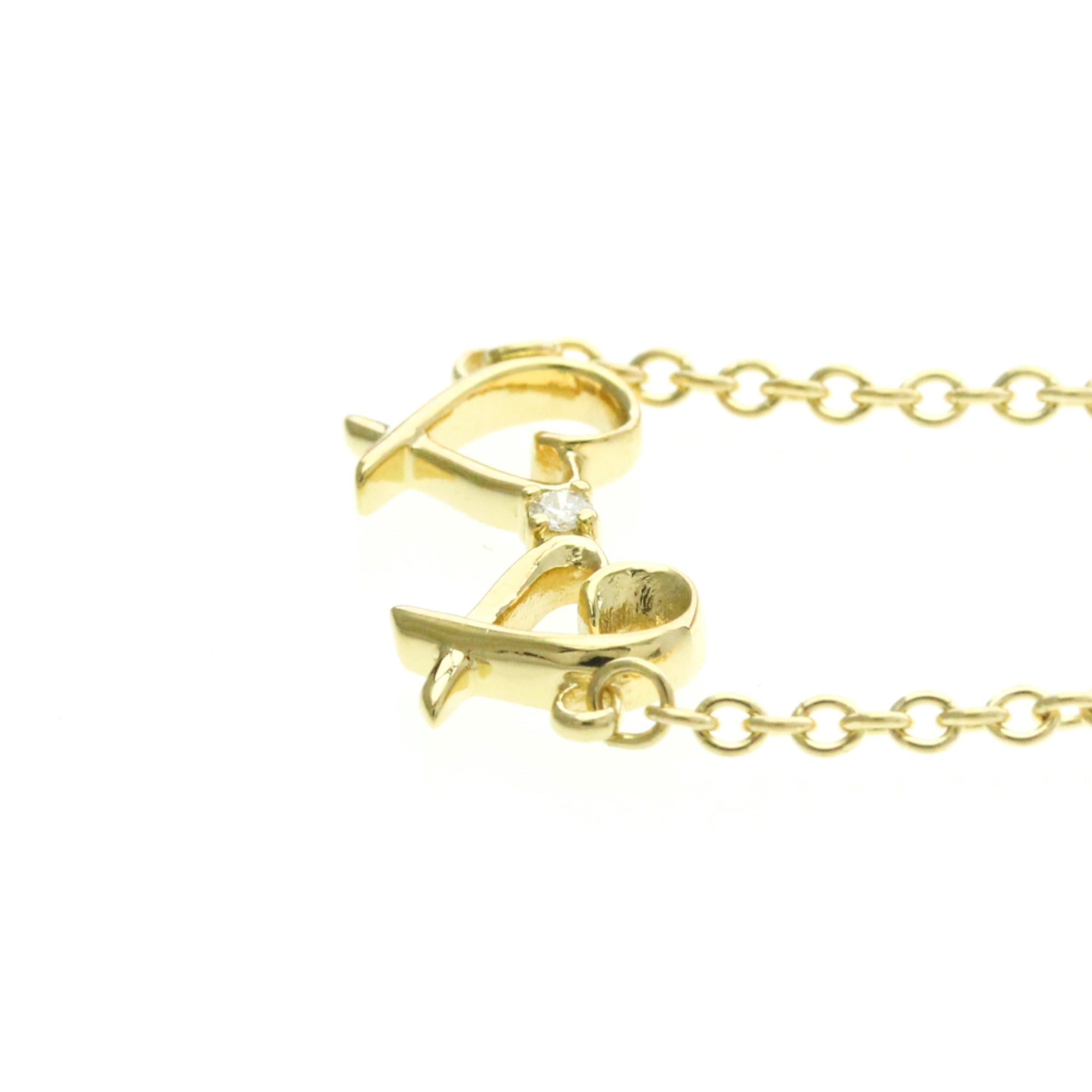 Tiffany & Co. Paloma Picasso Double Loving Heart 18K Yellow Gold And Diamond Gold Yellow_Gold Bracelet Jewelry (Pre-Owned)