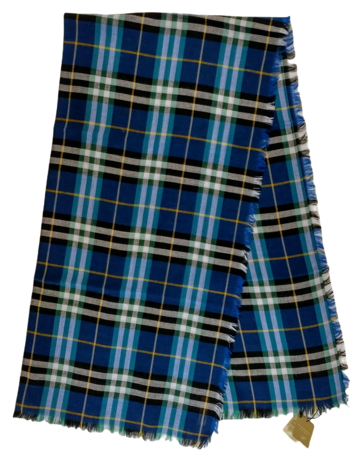 Burberry Canyan Blue Castleford Check Light Weight Large Scarf Shawl