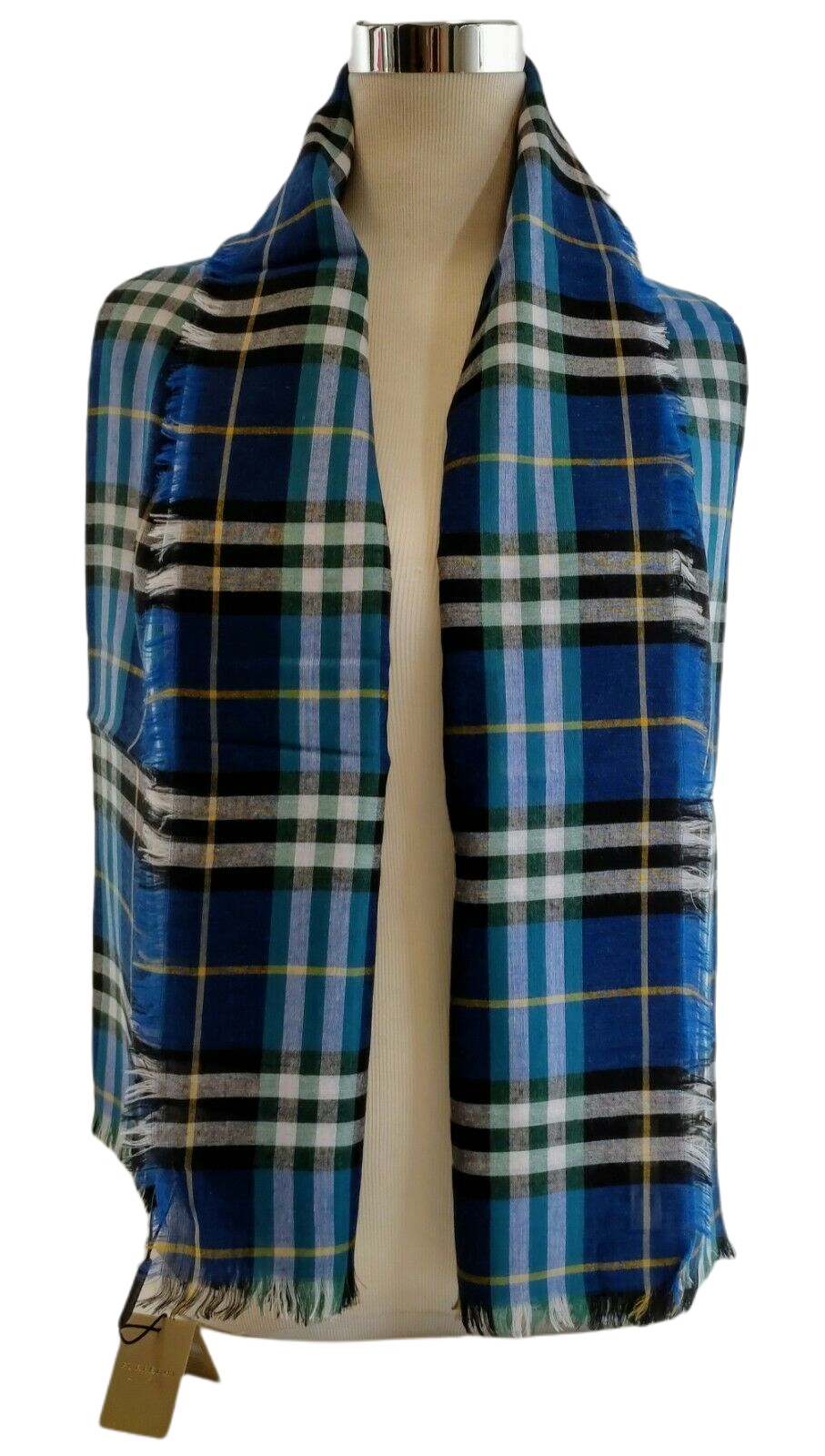 Burberry Canyan Blue Castleford Check Light Weight Large Scarf Shawl