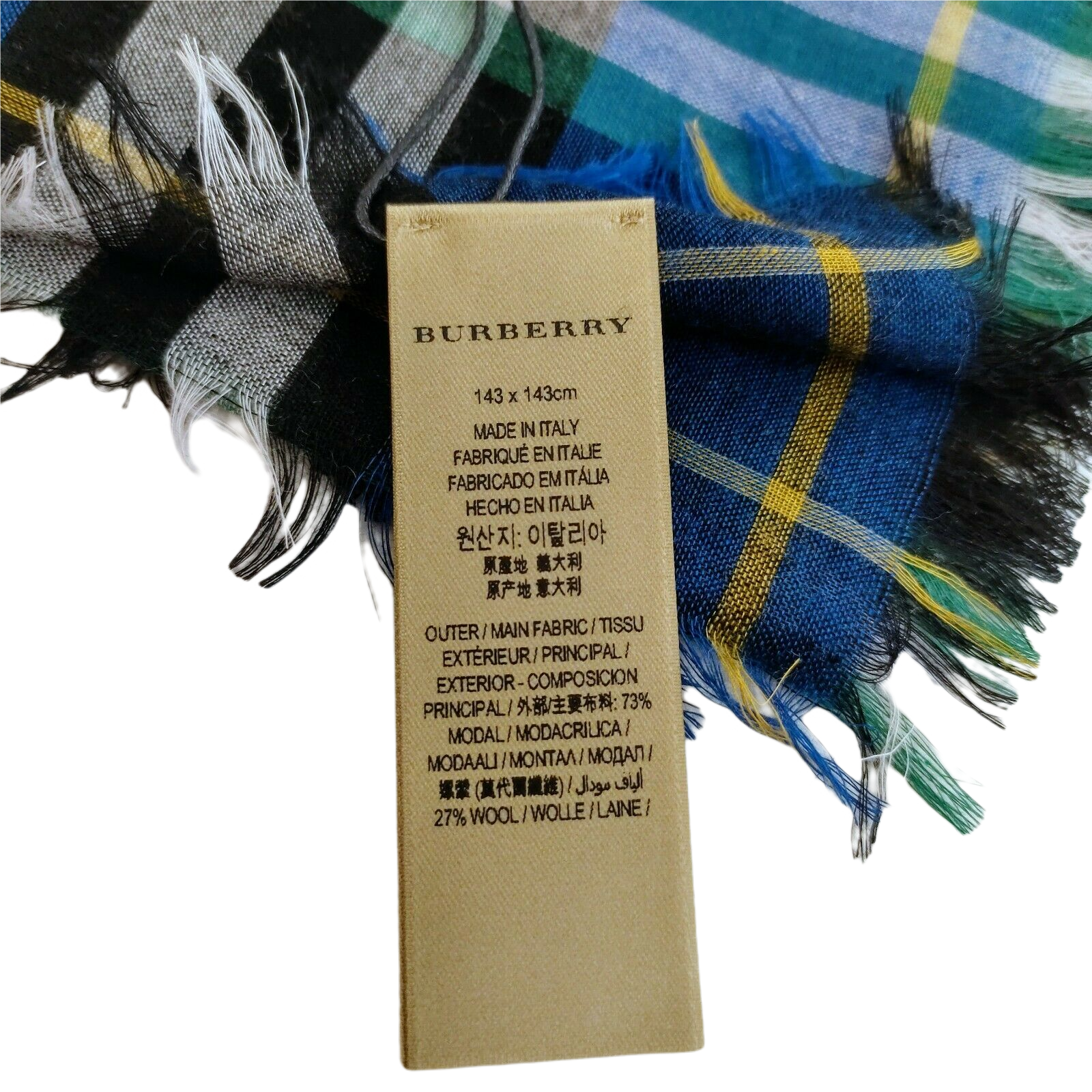 Burberry Canyan Blue Castleford Check Light Weight Large Scarf Shawl