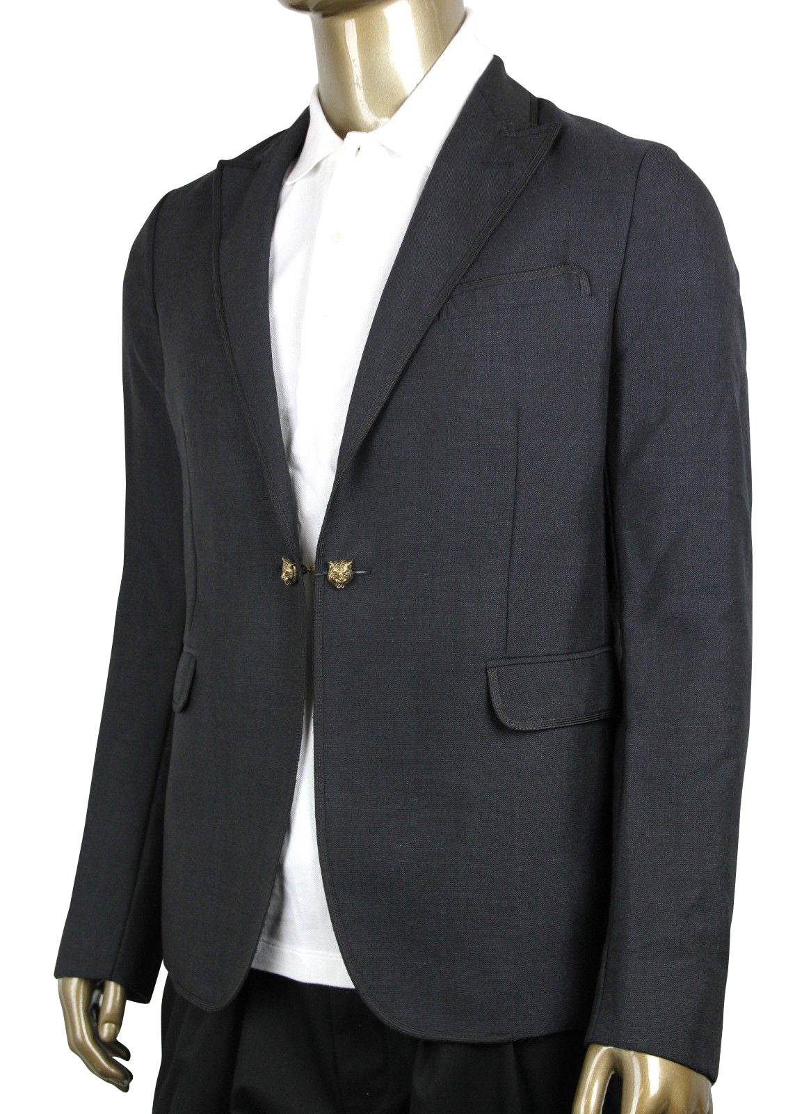 Gucci Men's Formal 1 Button Charcoal Wool / Mohair Evening Jacket