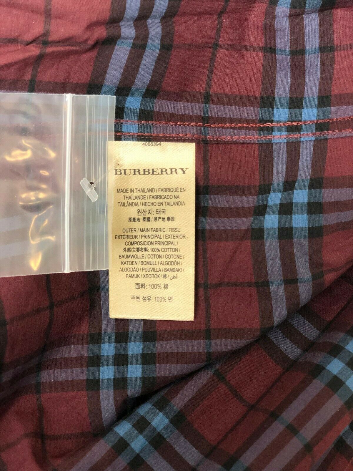 Burberry Alexander Men's Crimson Red/Blue Checked Cotton Shirt (S