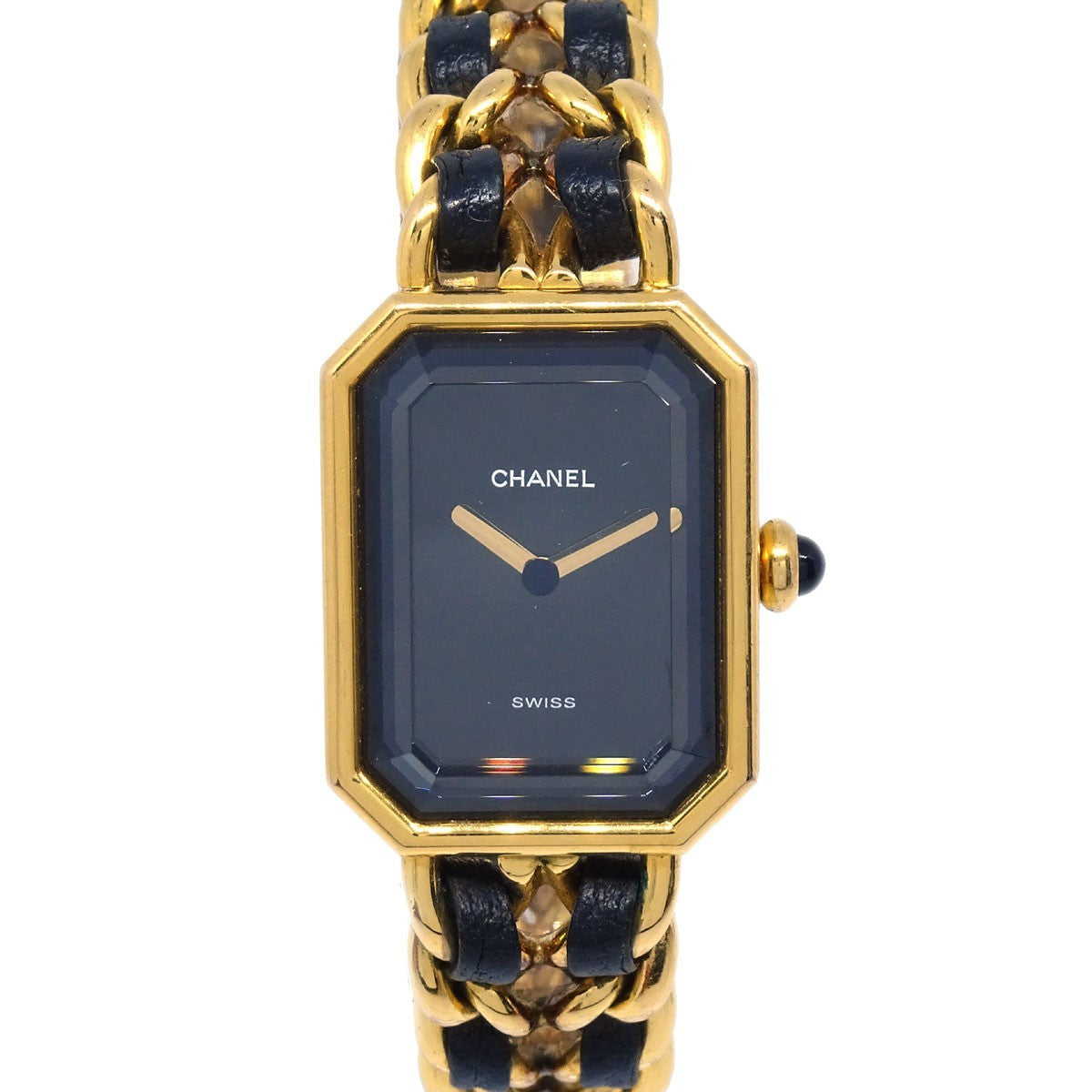 Chanel Premiere Rock Quartz Plated Metal And Leather Watch (Pre-Owned)