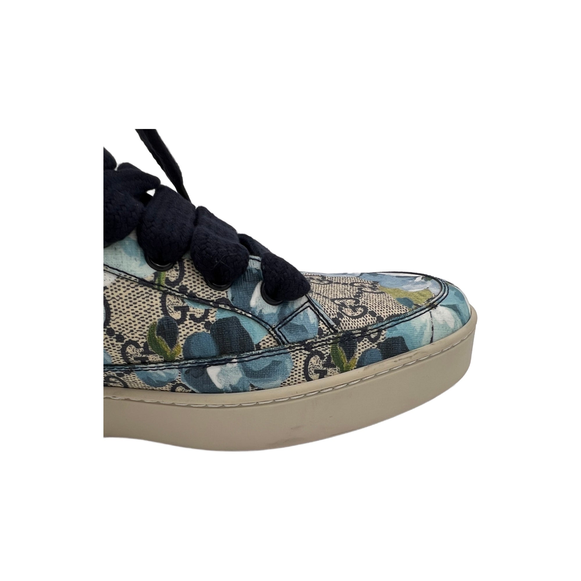 Gucci Men's Bloom Print Supreme GG Blue Canvas Hi Top Sneaker Shoes