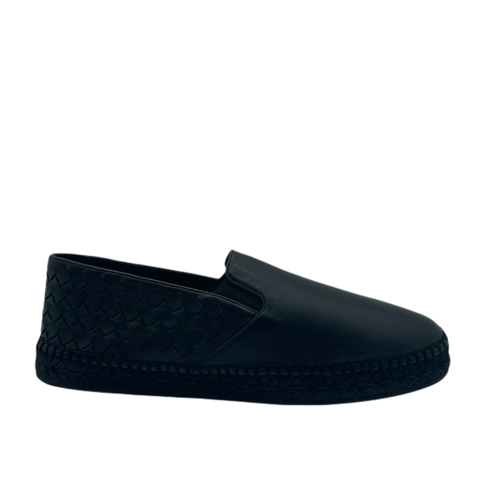 Bottega Veneta Men's Black Leather Woven Slip on Espadrilles (40EU / 7US)