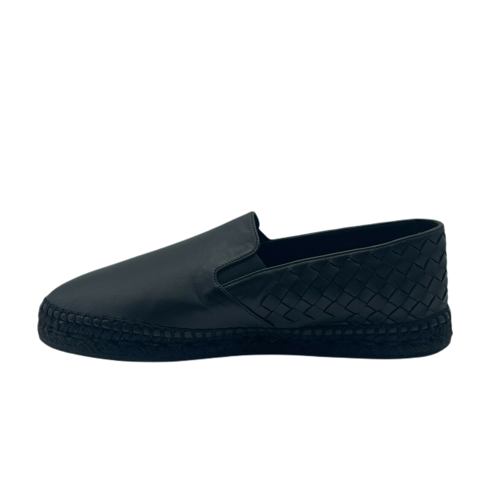 Bottega Veneta Men's Black Leather Woven Slip on Espadrilles (40EU / 7US)