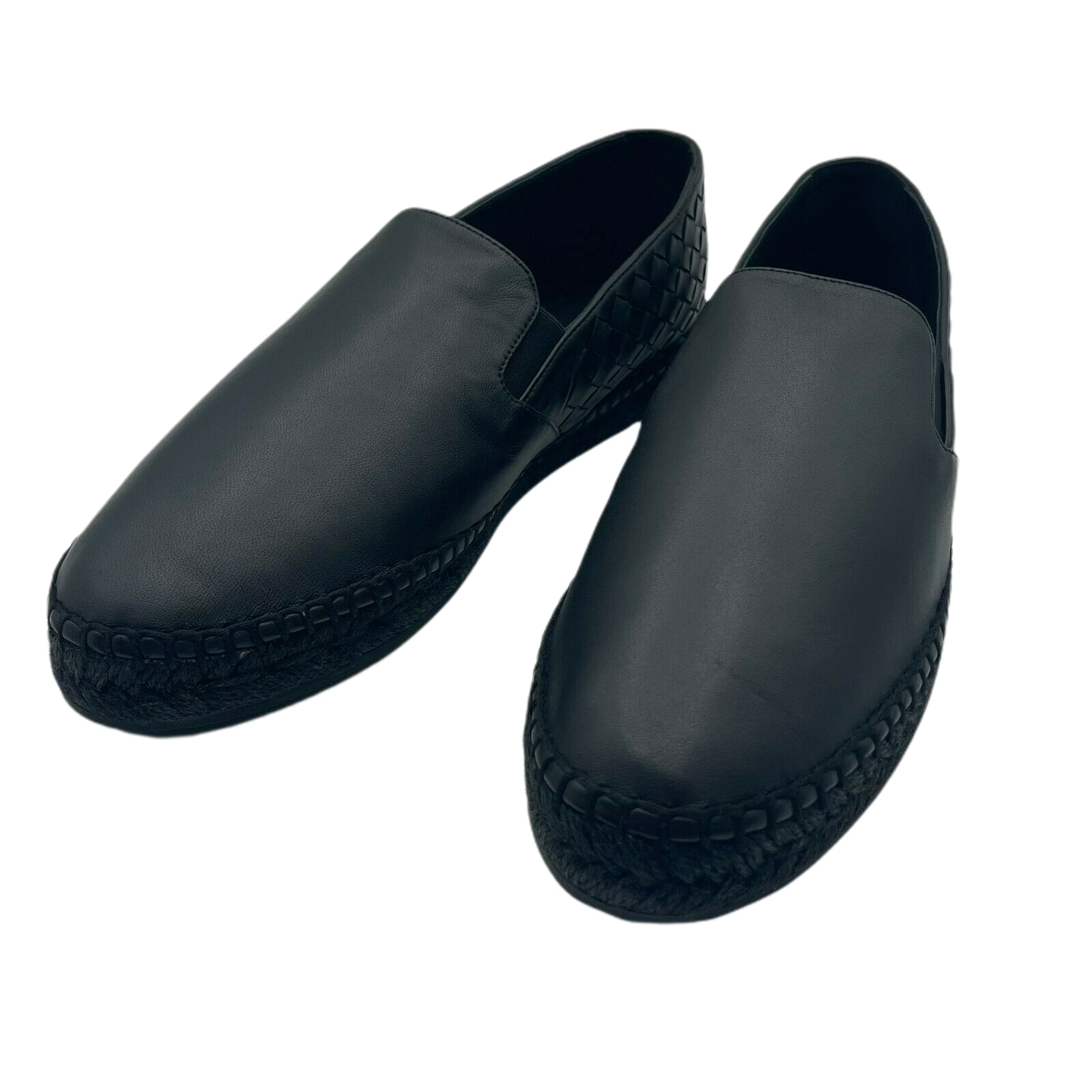 Bottega Veneta Men's Black Leather Woven Slip on Espadrilles (40EU / 7US)