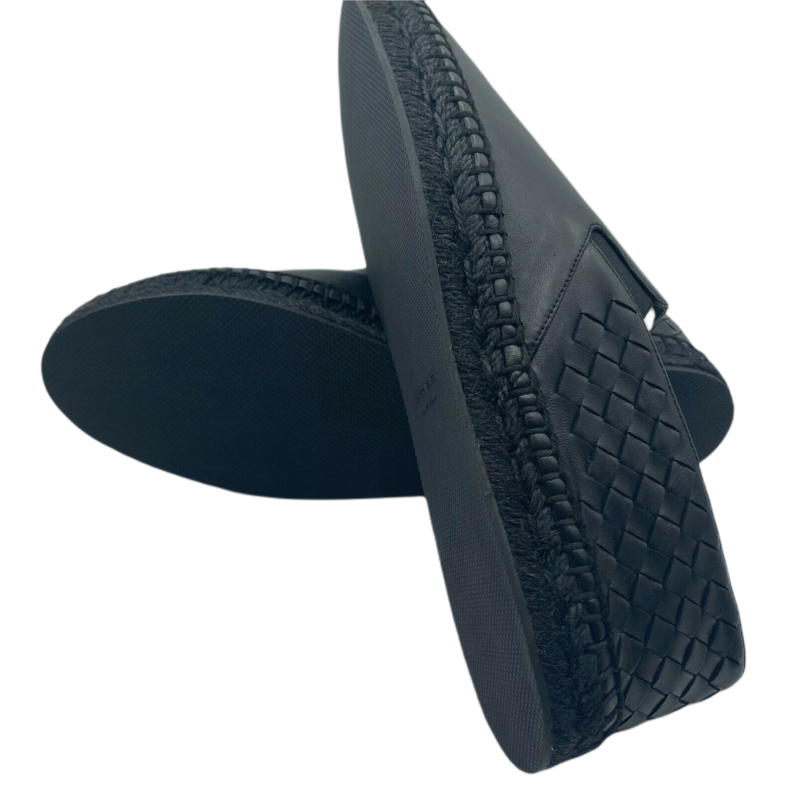 Bottega Veneta Men's Black Leather Woven Slip on Espadrilles (40EU / 7US)