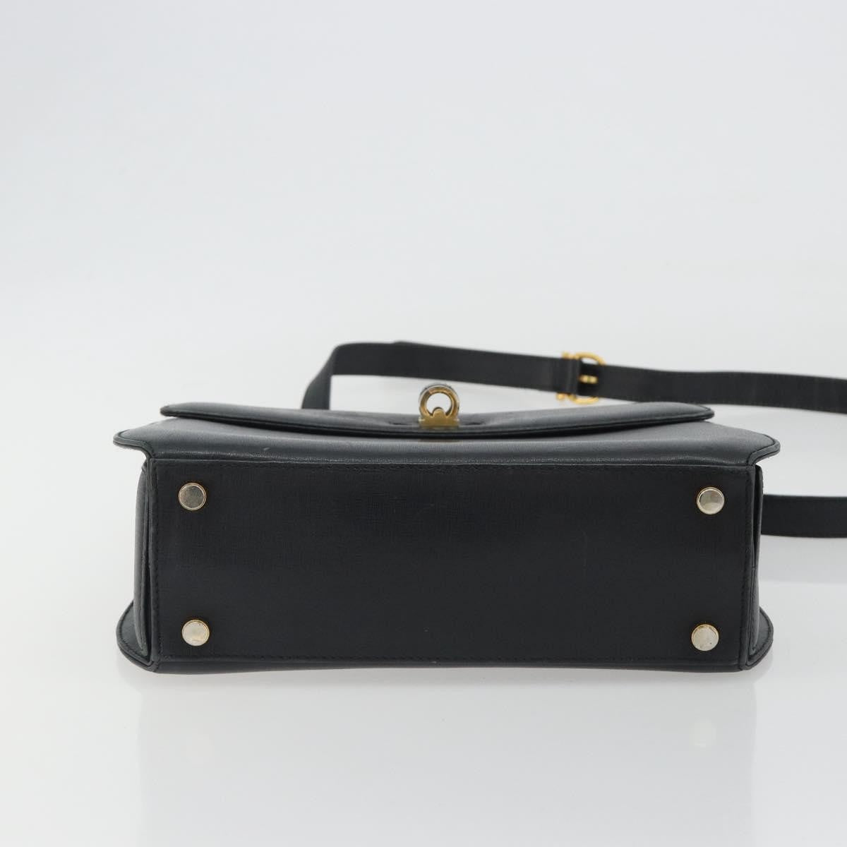 Salvatore Ferragamo Gancini Leather Black Leather Handbag (Pre-Owned)