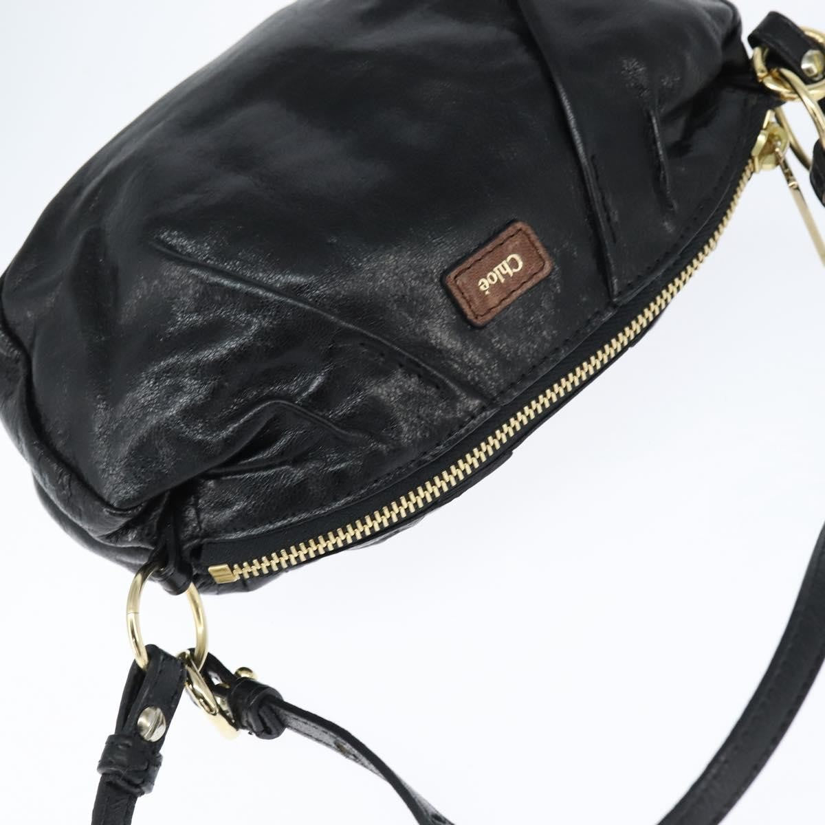 Chloe Shoulder Bag Leather Black Leather Shoulder Bag Bag (Pre-Owned)