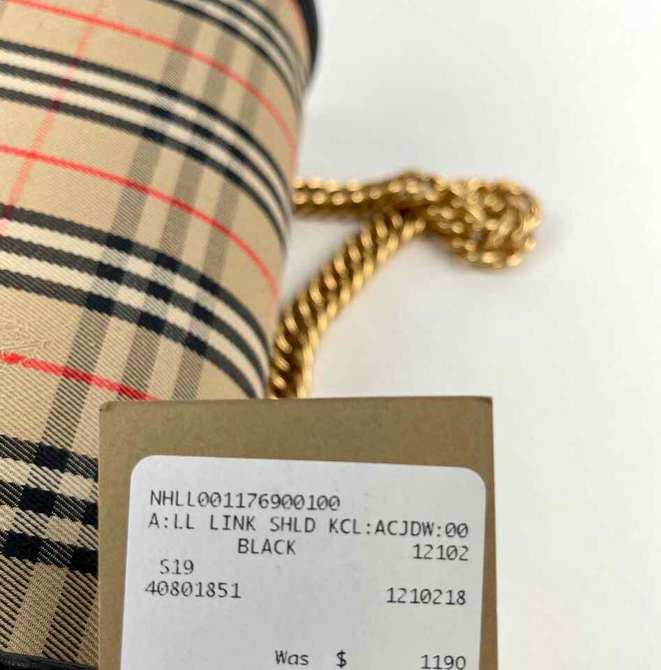 Burberry Women's House Check Canvas Small Chain Link Shoulder Bag