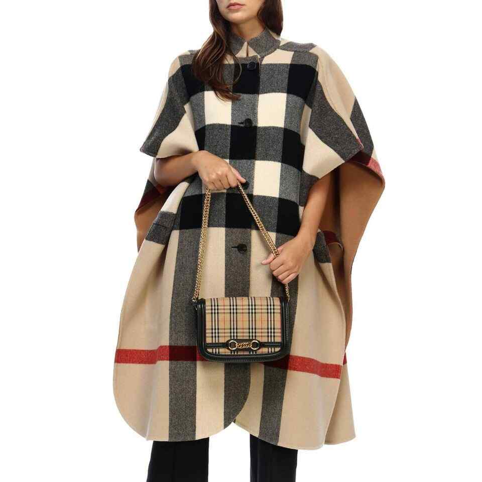 Burberry Women's House Check Canvas Small Chain Link Shoulder Bag