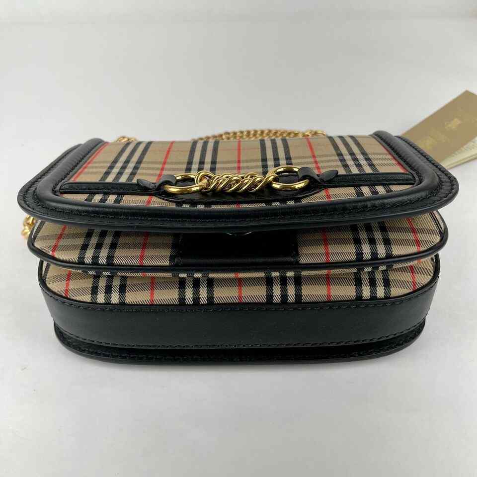 Burberry House Check Canvas Small Chain Link Shoulder Bag