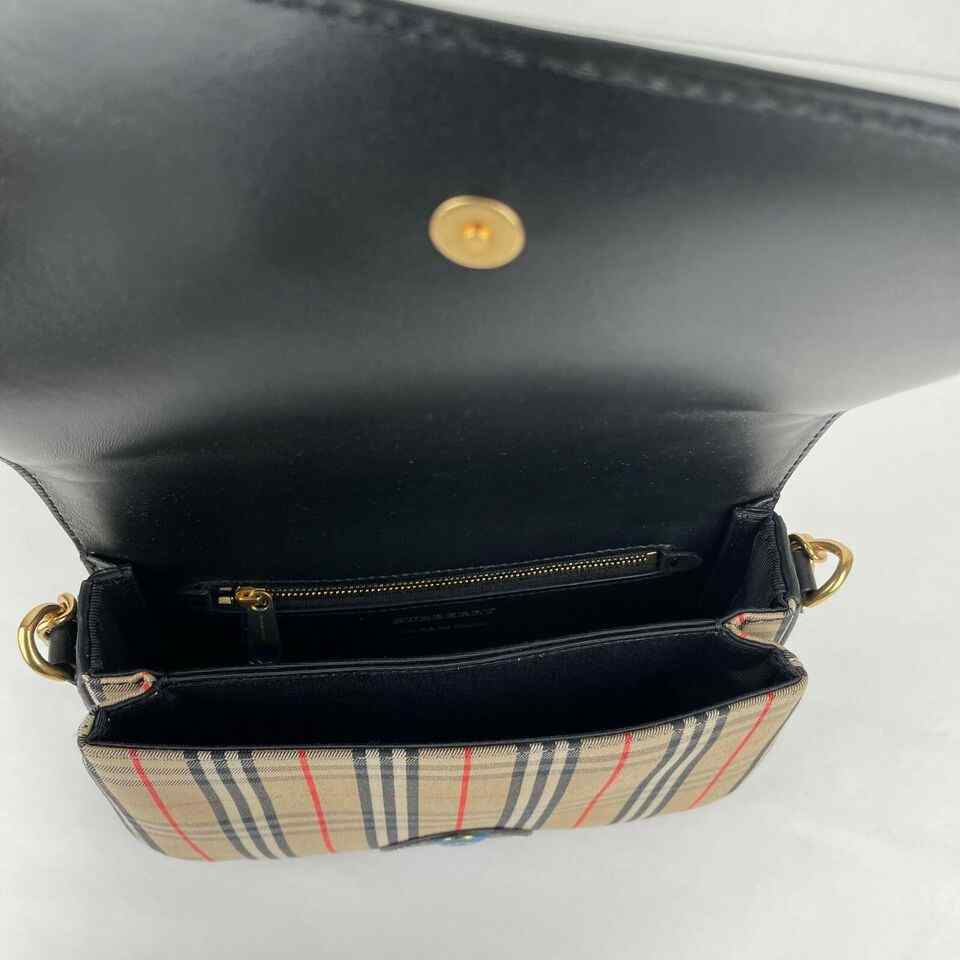 Burberry House Check Canvas Small Chain Link Shoulder Bag