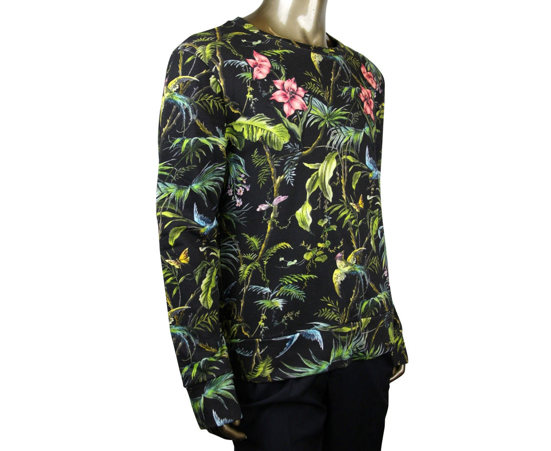 Gucci Men's Tropical Jungle Black / Green / Blue / Pink Felted Cotton Sweatshirt