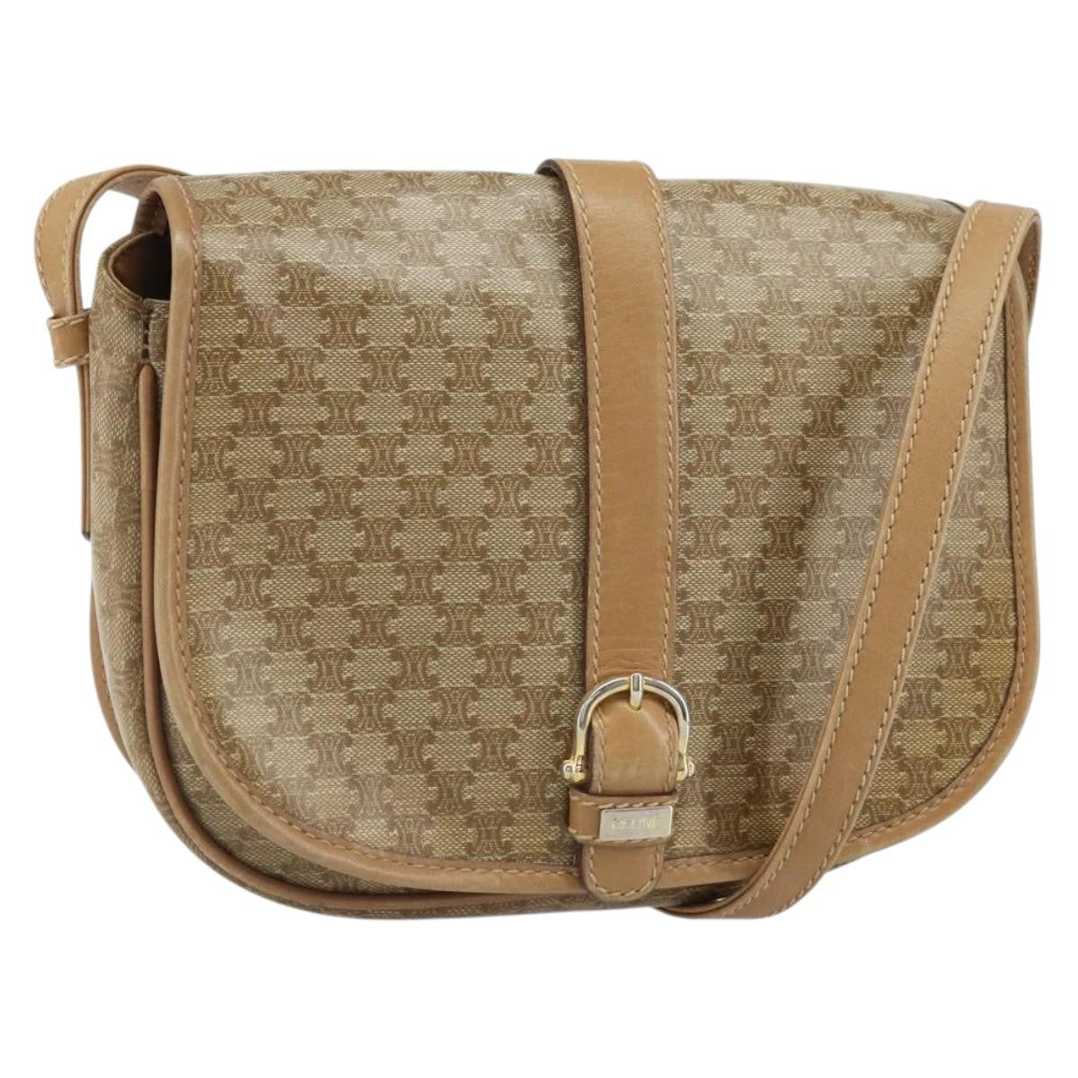 Celine Vintage Macadam Canvas Beige Canvas Shoulder Bag Bag (Pre-Owned)