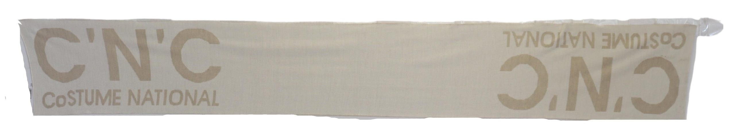 Costume National Beige White Logo Wrap Warmer Shawl Women's Scarf