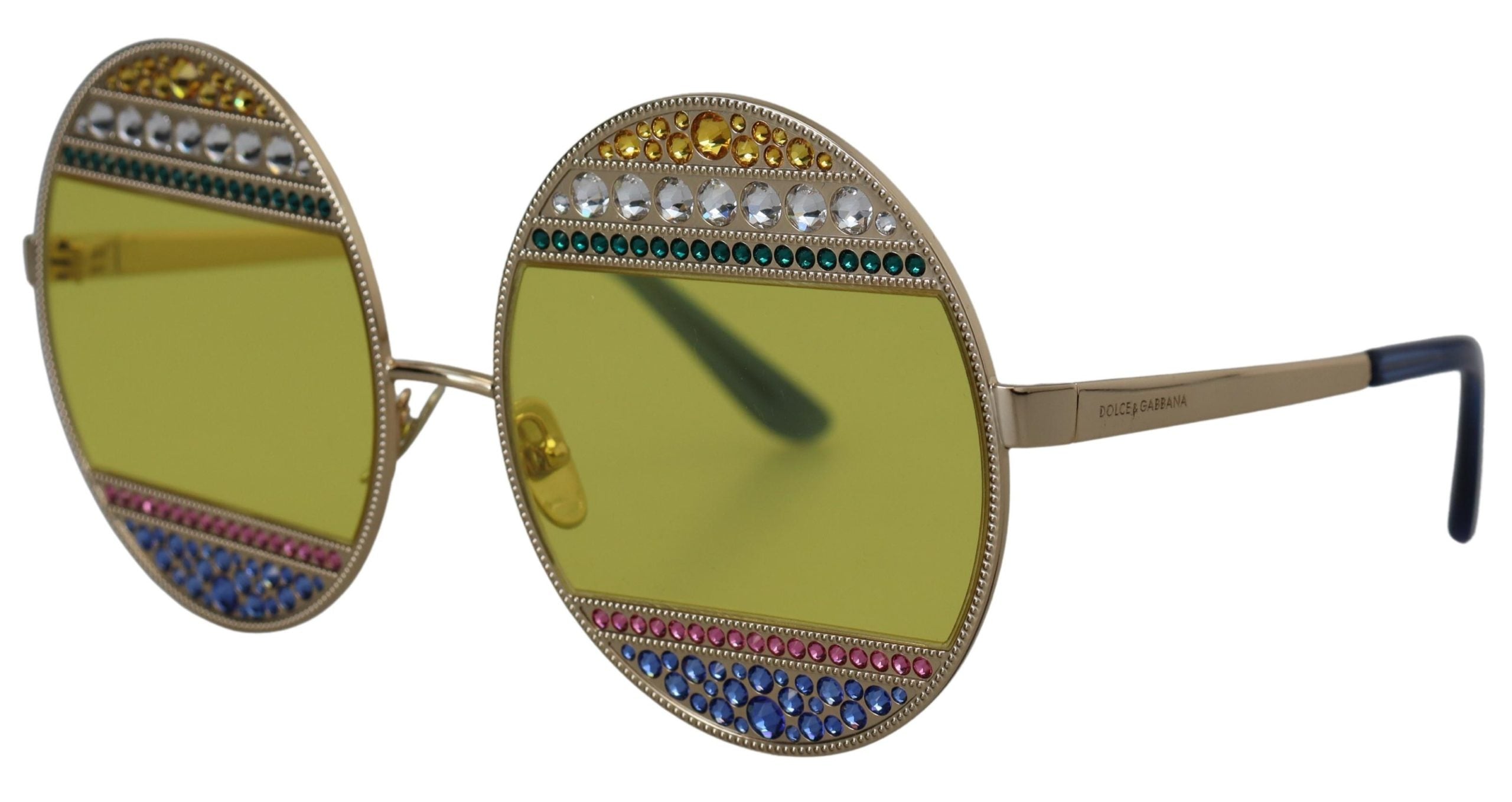 Dolce & Gabbana Gold Oval Metal Crystals Shades DG2209B Women's Sunglasses