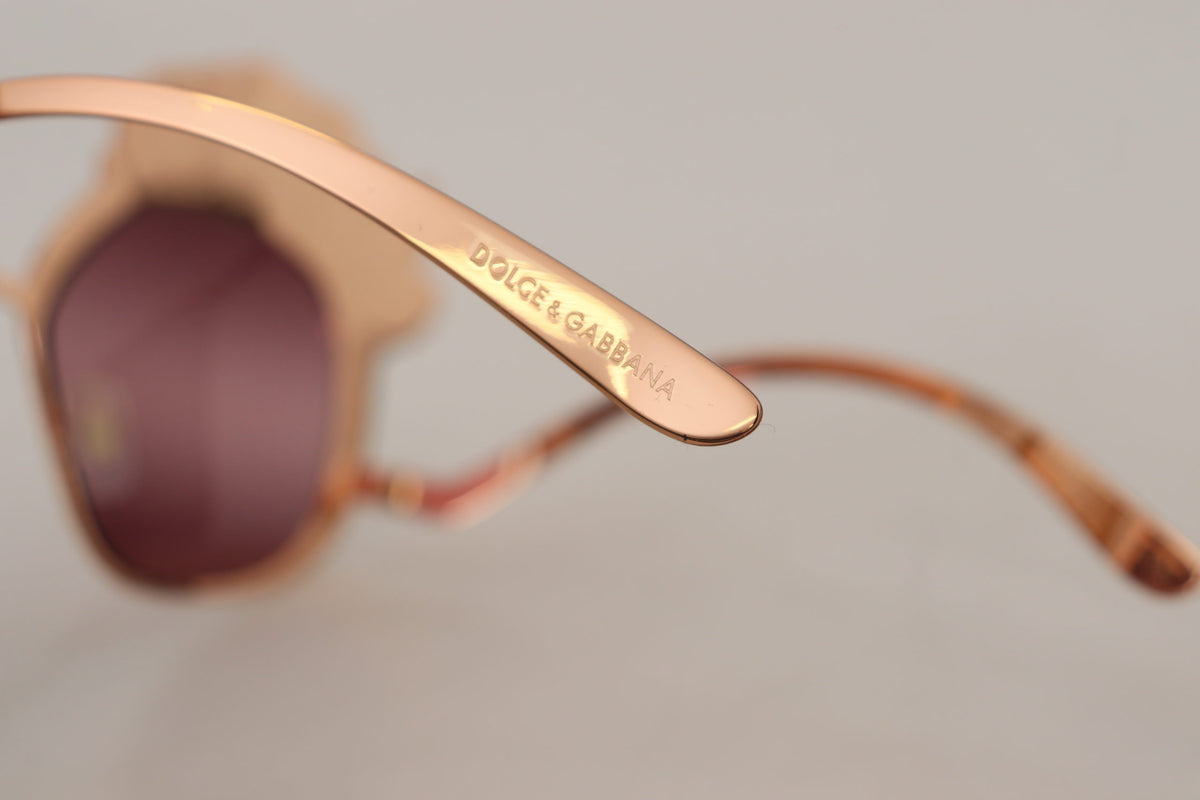Dolce & Gabbana Pink Gold Rose Sequin Embroidery DG2202 Women's Sunglasses