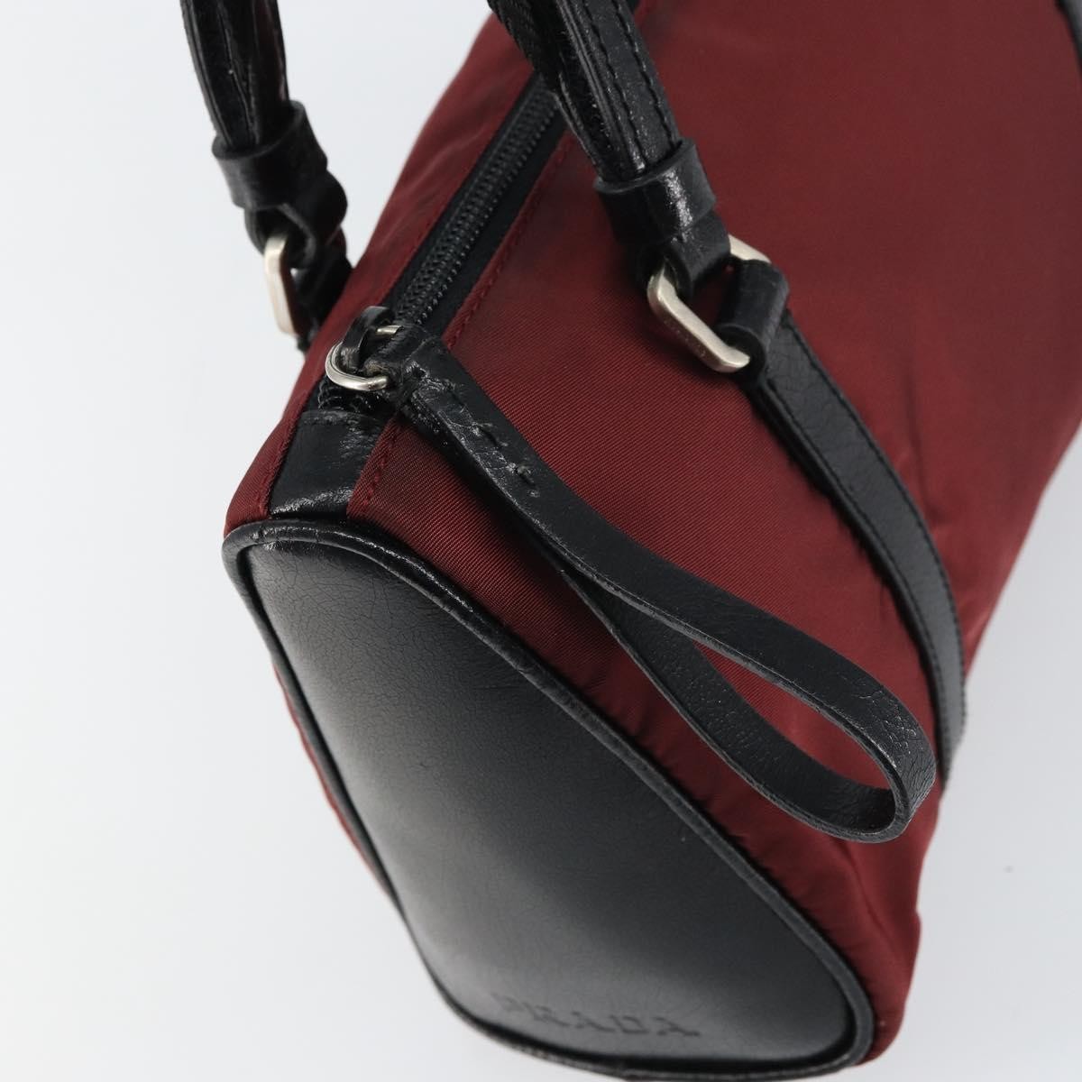 Prada Vintage Zip Tessuto Burgundy Nylon Handbag (Pre-Owned)