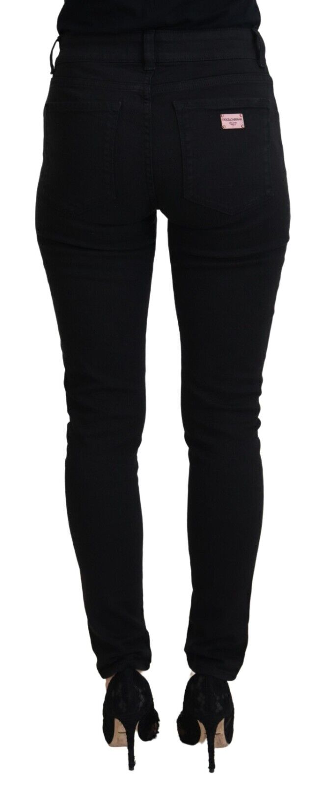 Dolce & Gabbana Black Cotton High Waist Casual Denim Women's Jeans