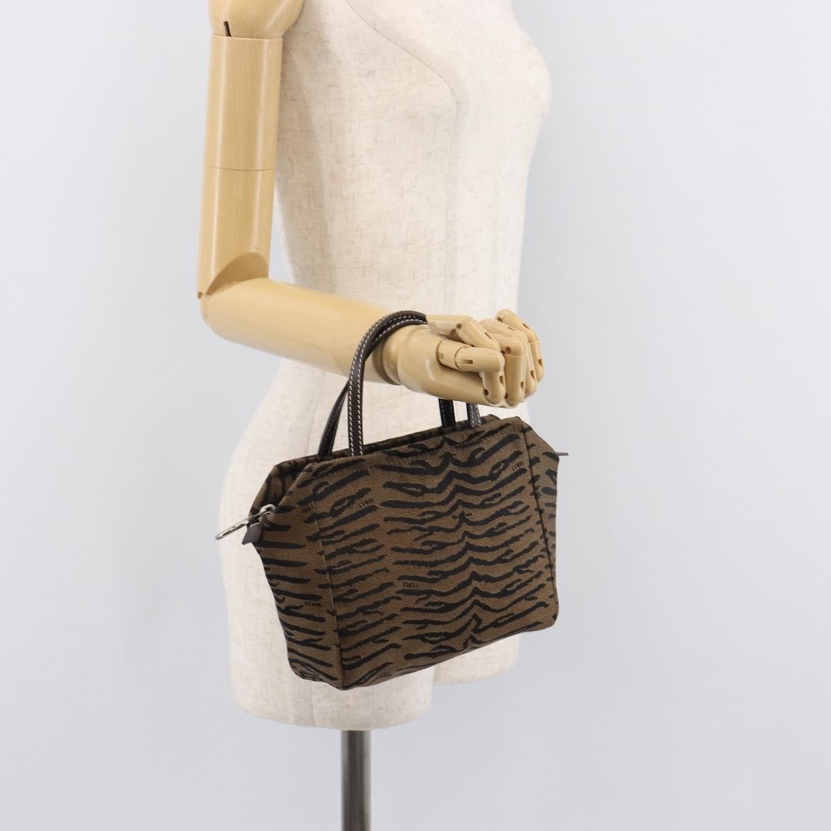 Fendi Handbag Canvas Brown Canvas Handbag (Pre-Owned)
