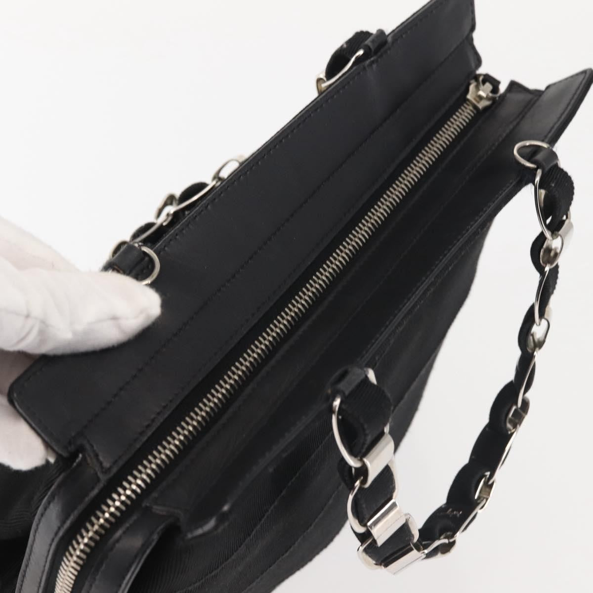 Salvatore Ferragamo Vala Canvas Black Canvas Handbag (Pre-Owned)