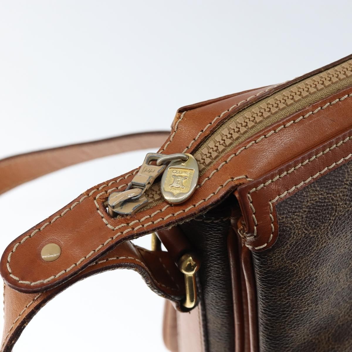 Celine Macadam Shoulder Pvc Leather Brown Canvas Shoulder Bag Bag (Pre-Owned)