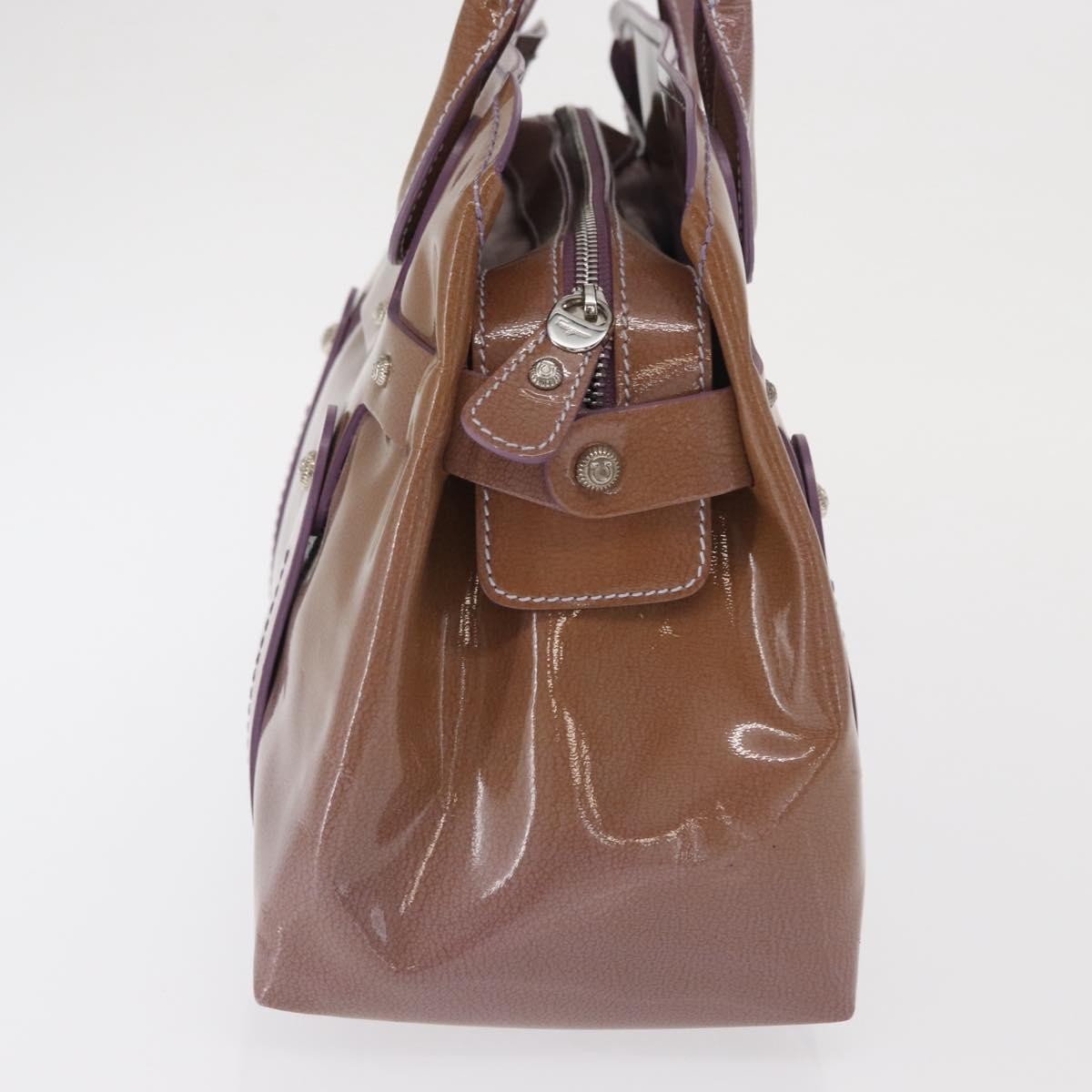 Salvatore Ferragamo Vintage Patent Leather Purple Patent_Leather Handbag (Pre-Owned)