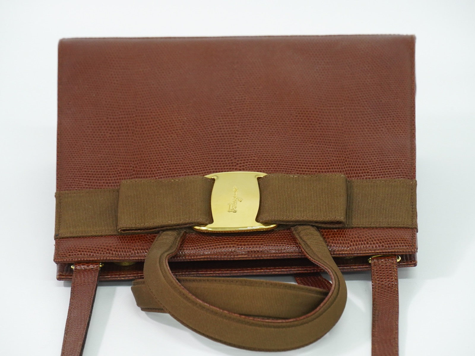 Salvatore Ferragamo Convertible Vara Bow Tote Leather Brown Leather Handbag (Pre-Owned)