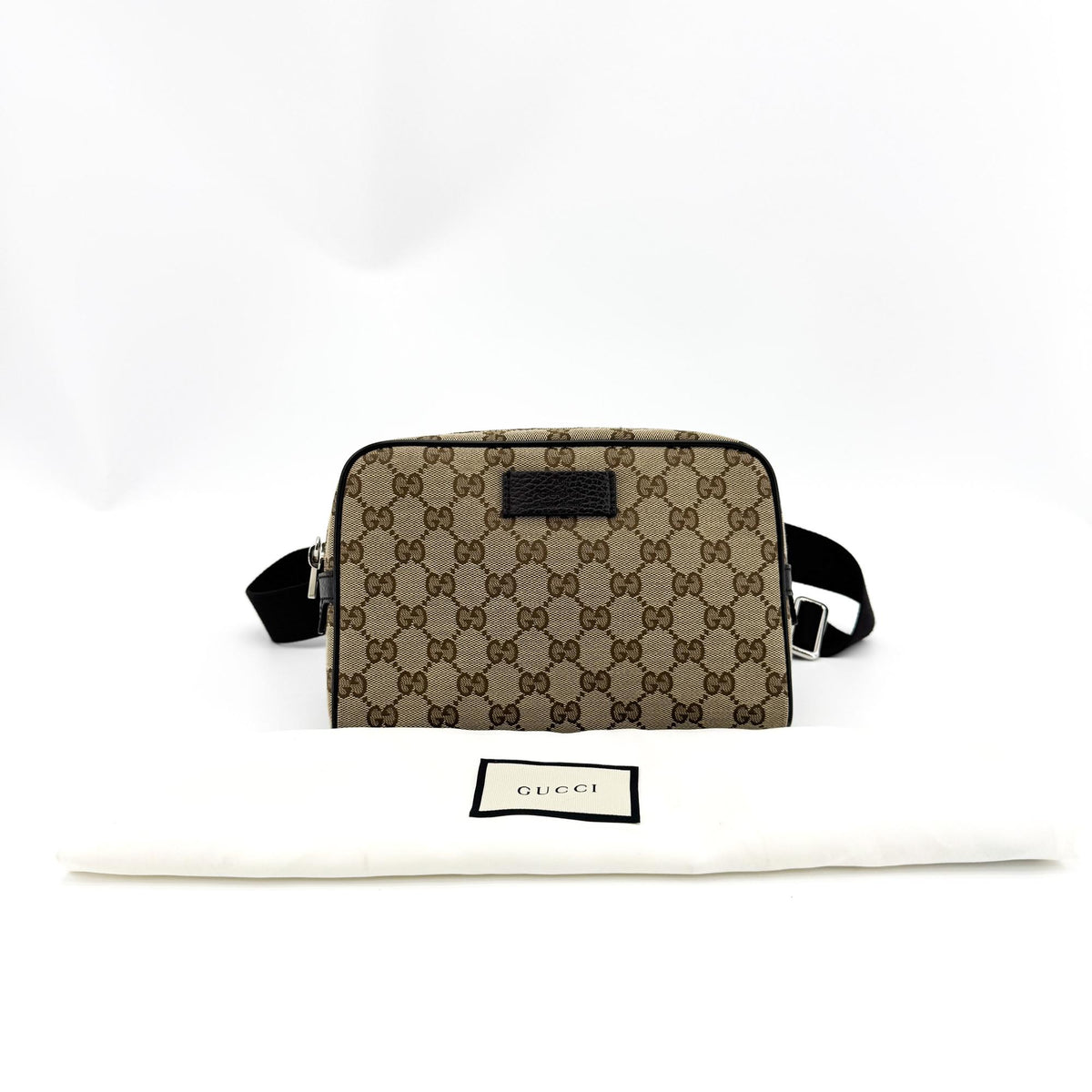 Gucci Waist Belt Gg Canvas Beige Canvas Handbag (Pre-Owned)