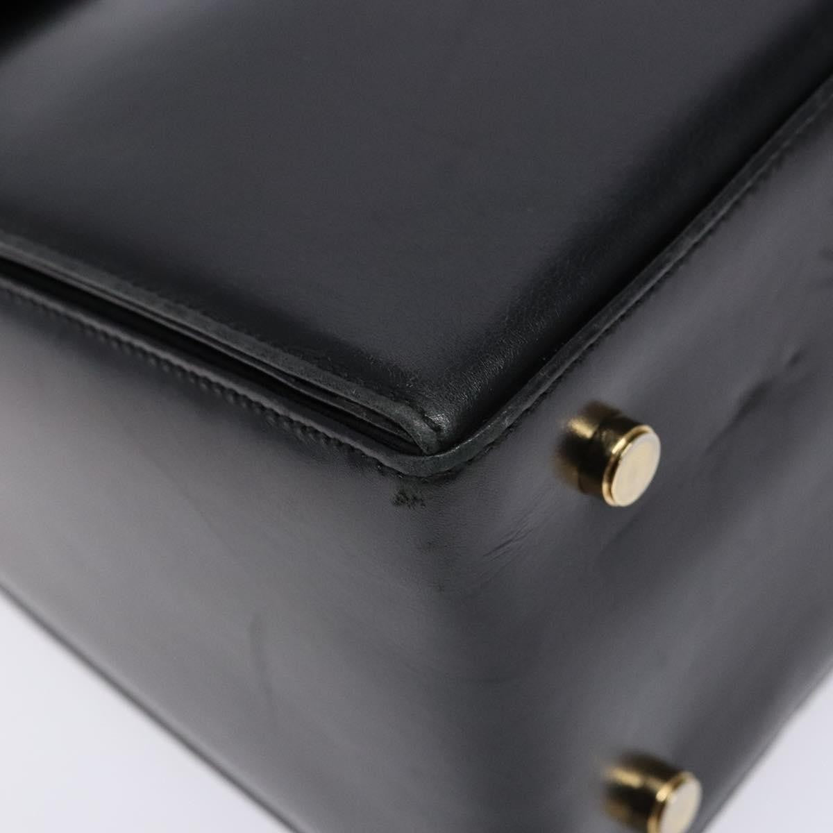 Salvatore Ferragamo Gancini Convertible Top Handle Leather Black Leather Handbag (Pre-Owned)