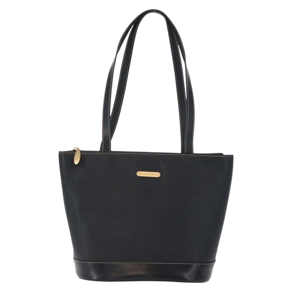 Burberry Vintage Leather Black Leather Tote Bag Bag (Pre-Owned)