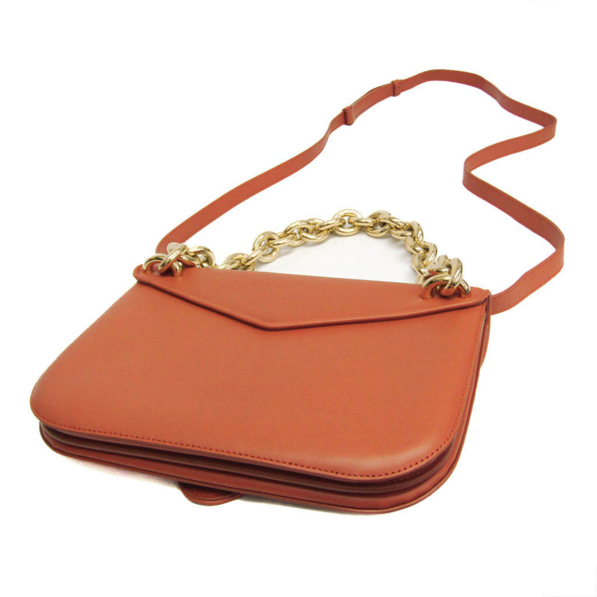 Bottega Veneta Mount Leather Orange Leather Shoulder Bag Bag (Pre-Owned)
