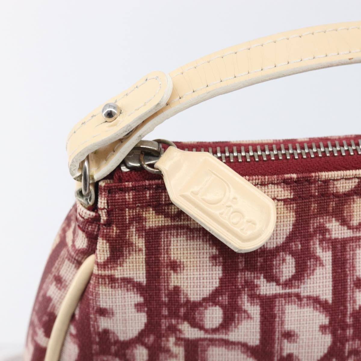 Christian Dior Vintage Saddle Bag Canvas Red Canvas Clutche & Pouche Bag (Pre-Owned)