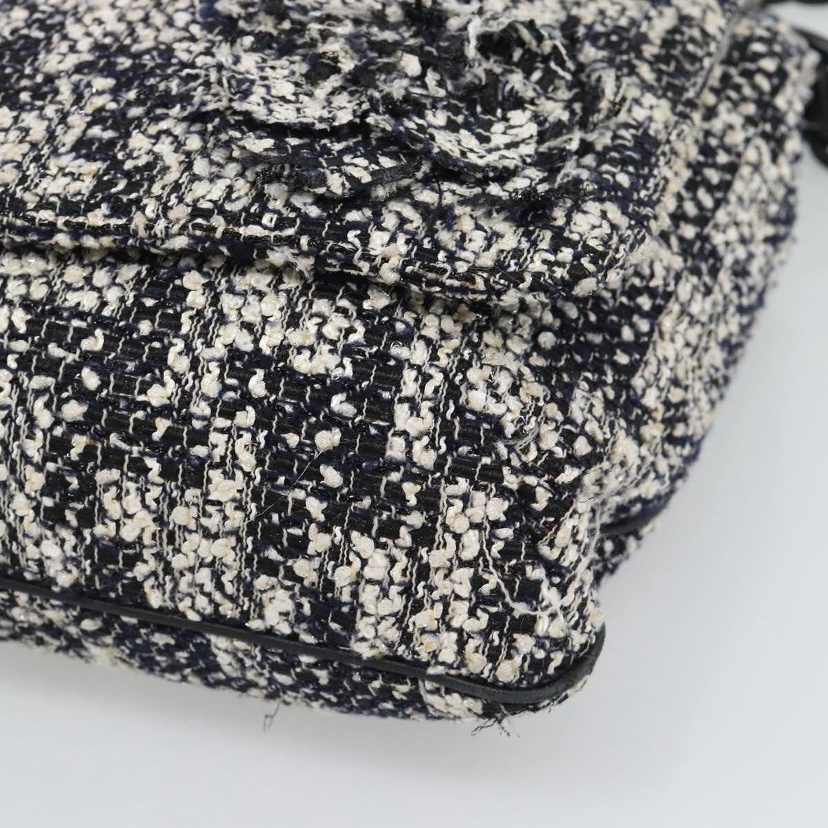 Chanel Camellia Messenger Tweed Black Tweed Shoulder Bag Bag (Pre-Owned)