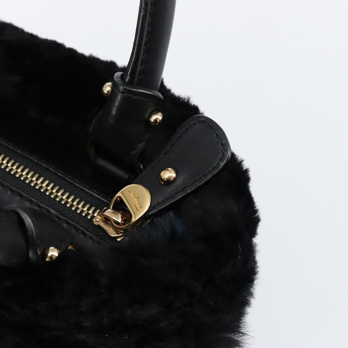 Salvatore Ferragamo Vala Suede Black Suede Handbag (Pre-Owned)