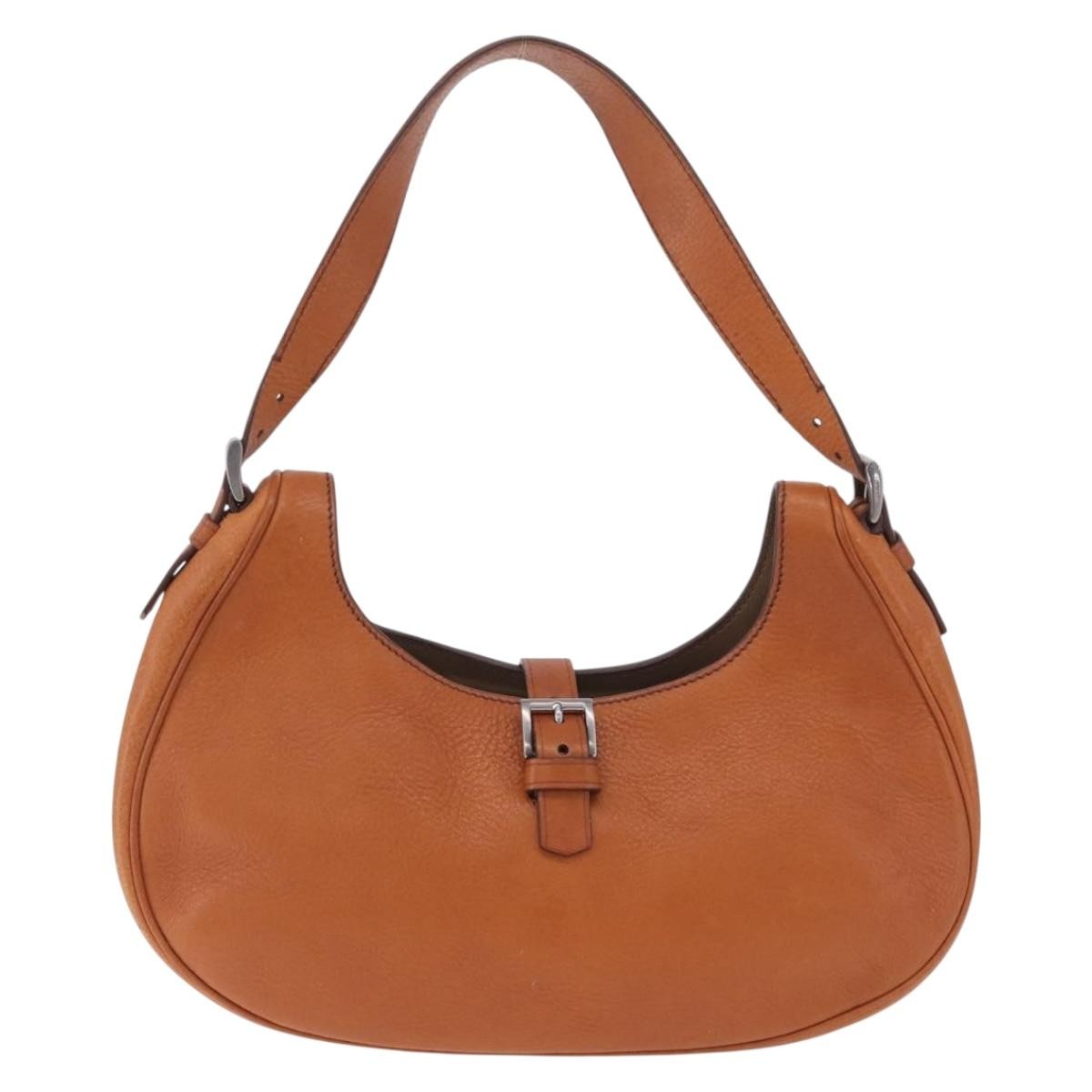 Prada Shoulder Leather Brown Leather Shoulder Bag Bag (Pre-Owned)