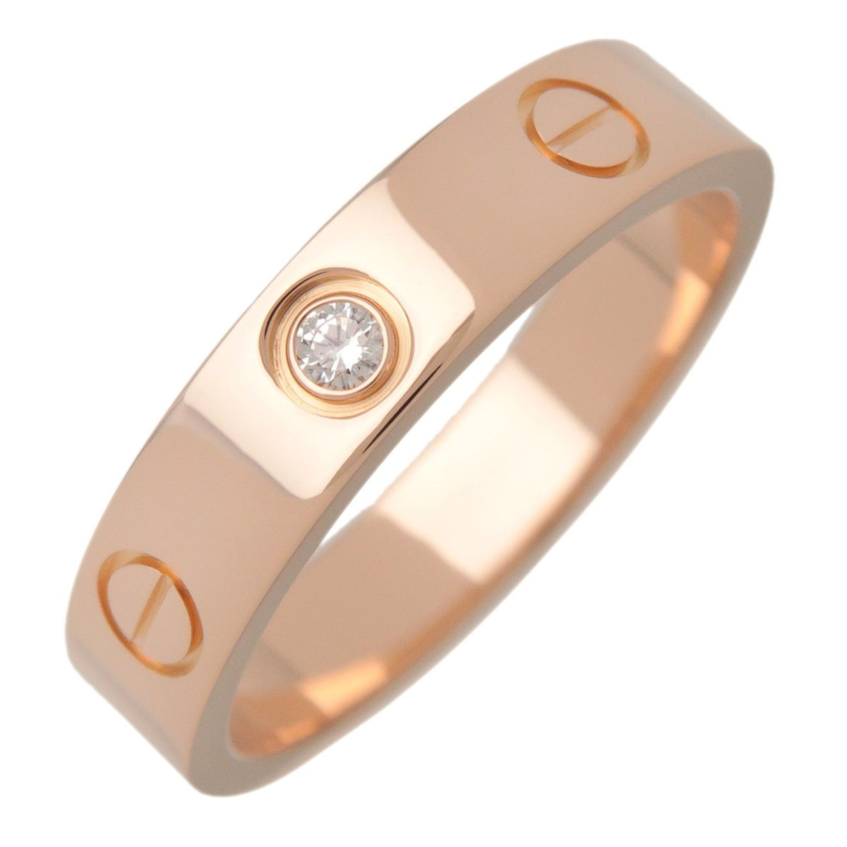 Cartier Love Wedding Band 1 Diamond 18K Rose Gold With Diamond Gold Rose_Gold Ring Jewelry (Pre-Owned)