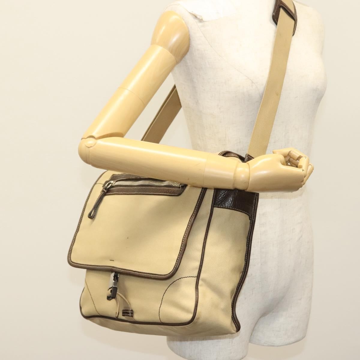 Prada Vintage Canvas Beige Canvas Shoulder Bag Bag (Pre-Owned)