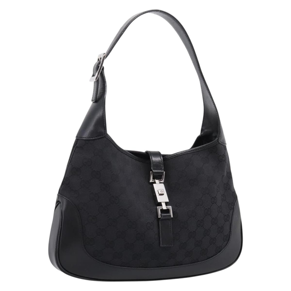 Gucci Jackie O Hobo Gg Canvas With Leather Black Canvas Shoulder Bag Bag (Pre-Owned)