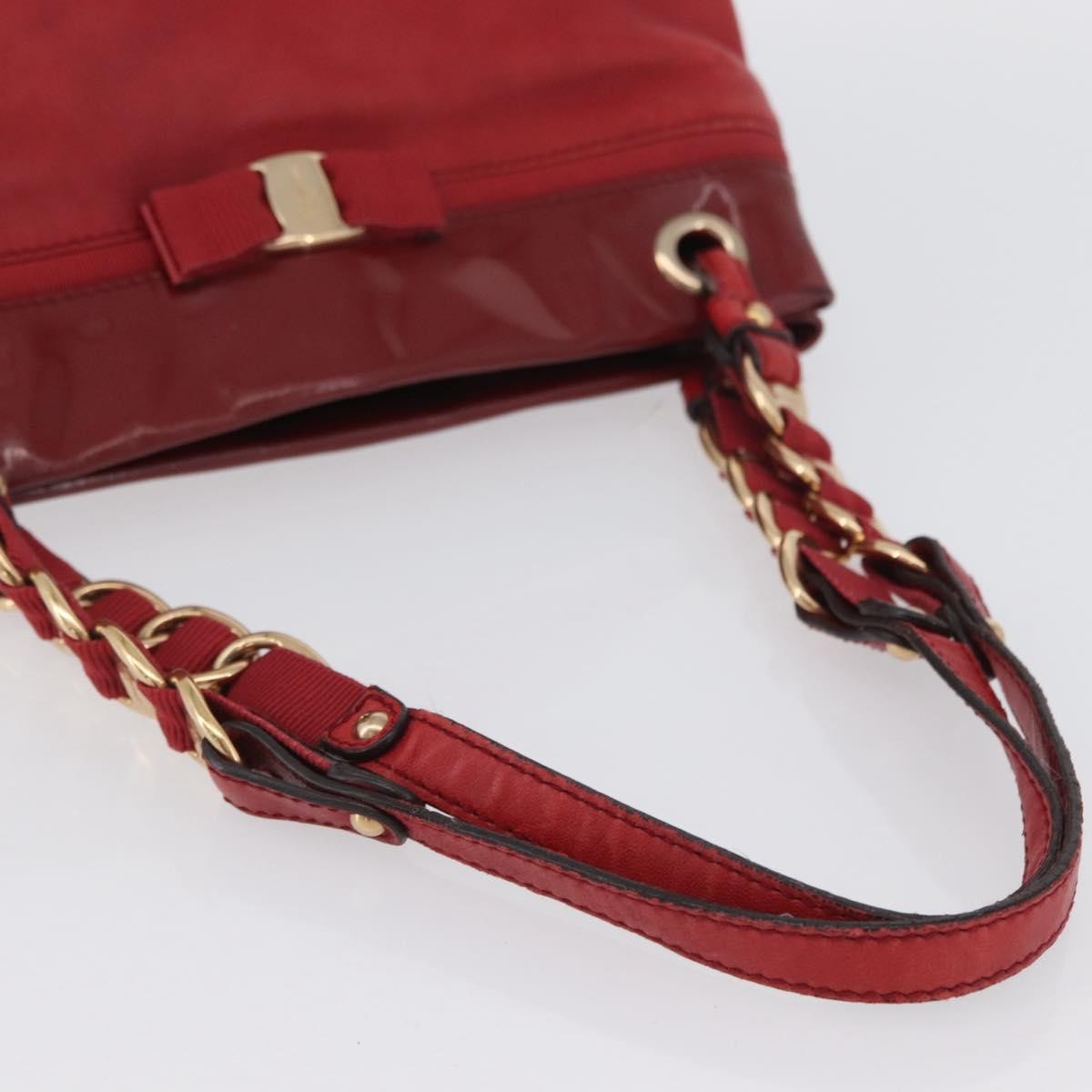 Salvatore Ferragamo Vala Tote Leather Red Leather Tote Bag Bag (Pre-Owned)