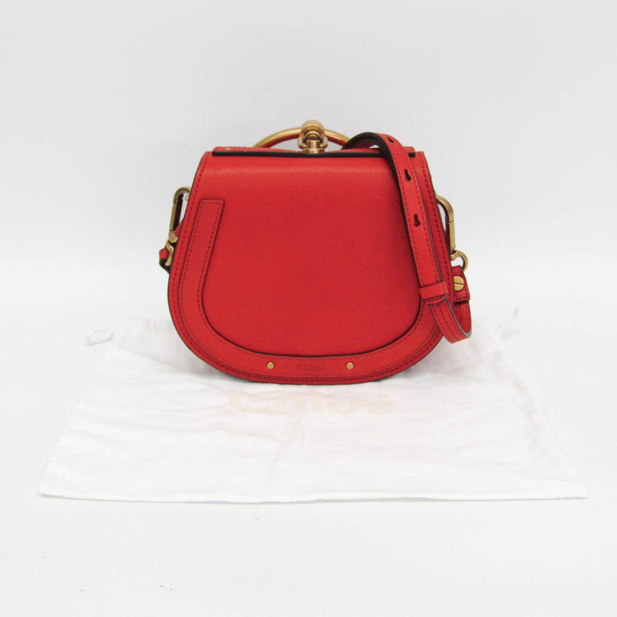 Chloe Nile Leather Orange Leather Shoulder Bag Bag (Pre-Owned)