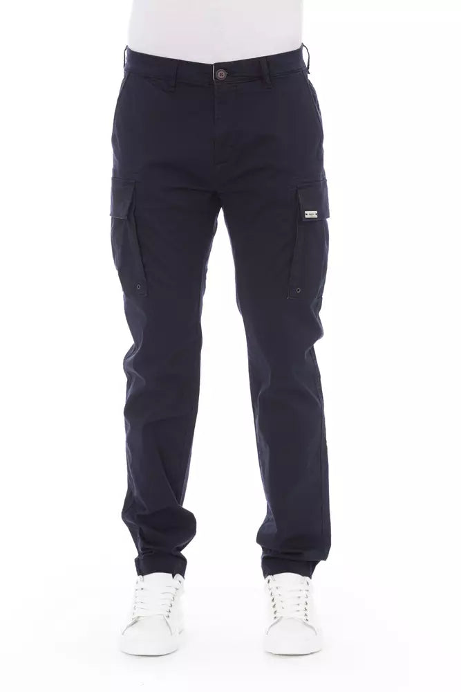 Baldinini Trend Blue Cotton Men Cargo Men's Trouser